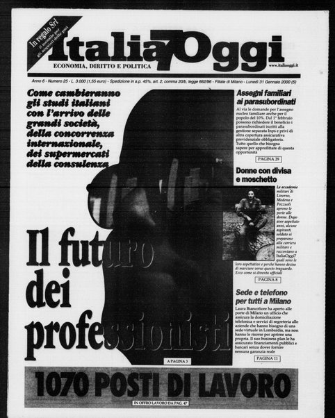 Italia oggi : quotidiano di economia finanza e politica